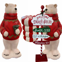 Load image into Gallery viewer, Polar Bears, North Pole Sign, Peppermints Table Top Statue Bundle