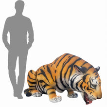 Load image into Gallery viewer, Life-Size Crouched Bengal Tiger Statue