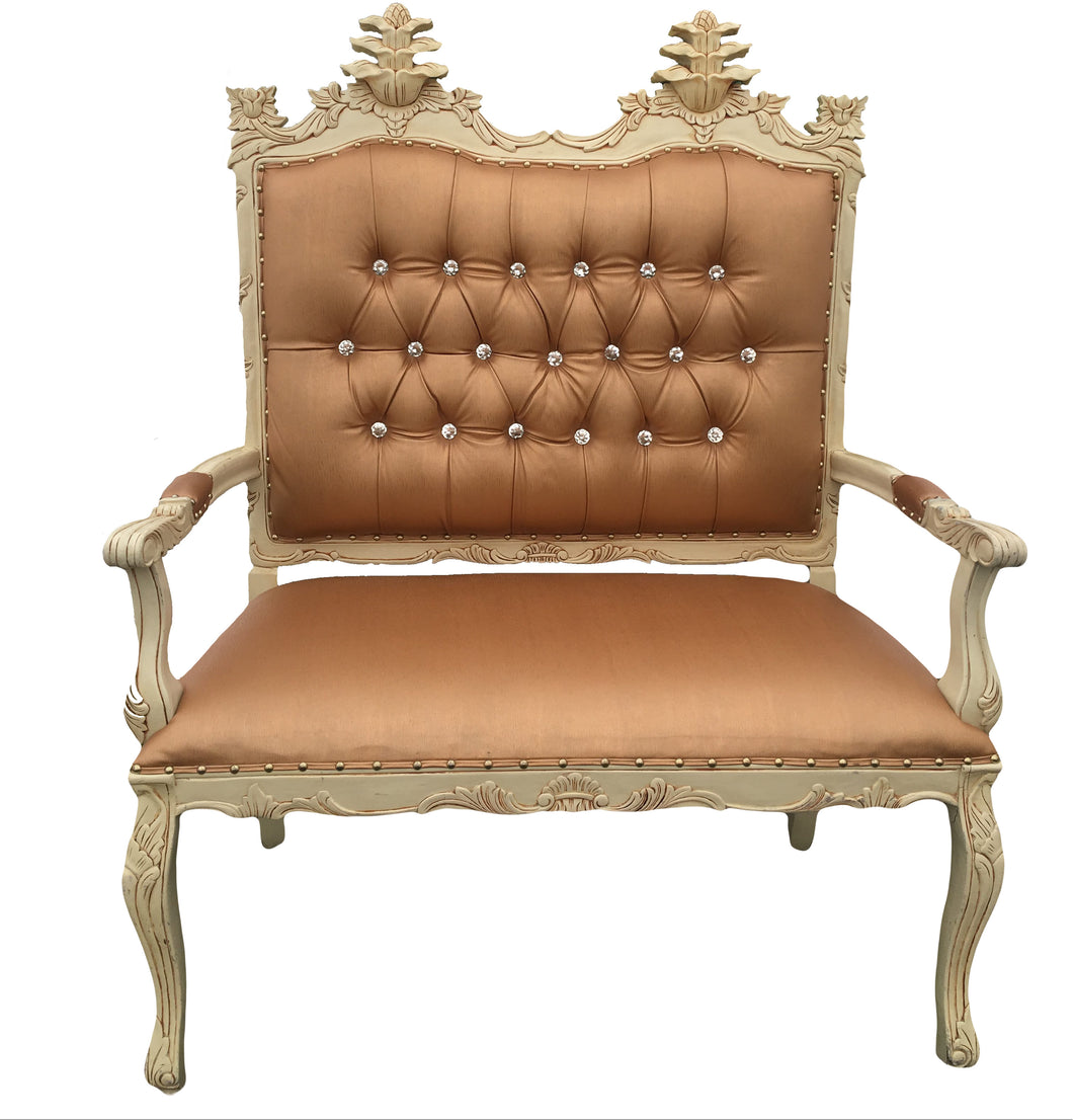 Gold & Ivory Royal Love Seat Bench